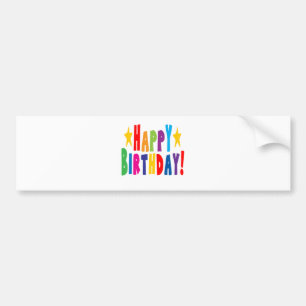 Colorful Happy Birthday Text Bumper Sticker