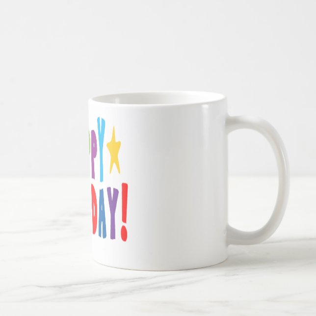 Colorful Happy Birthday Text Coffee Mug (Right)