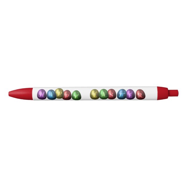 Colorful Happy Easter Eggs Black Ink Pen (Front)