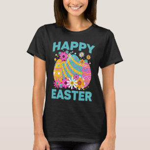 Colorful Happy Easter Eggs & Cute Daisies For Egg T-Shirt