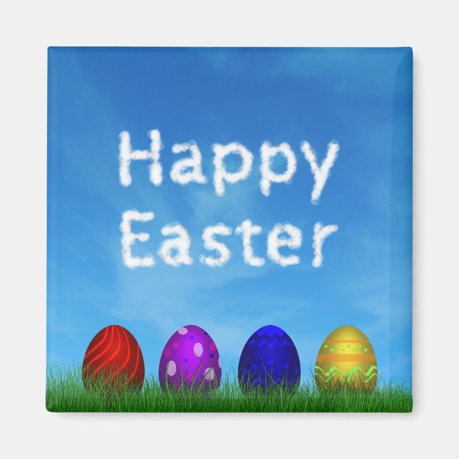 Colorful Happy Easter Eggs Magnet (Front)