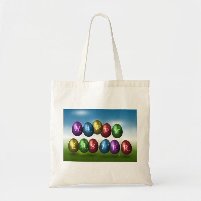 Colorful Happy Easter Eggs Tote Bag (Front)