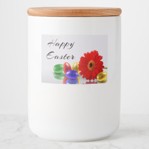 Colorful Happy Easter Eggs with Gerbera Food Label