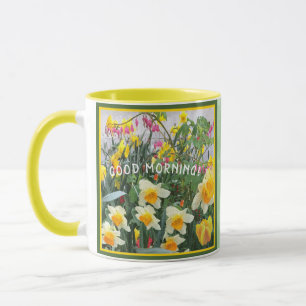 COLORFUL HAPPY GOOD MORNING FLOWERS  COFFEE MUG