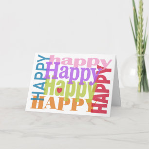 Colorful Happy Happy Heart Anniversary Card