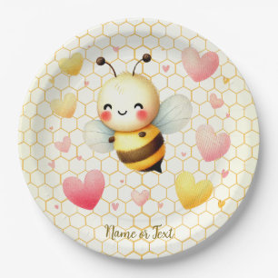 Colorful Happy Little Honey Bee Baby Shower Cute Paper Plate