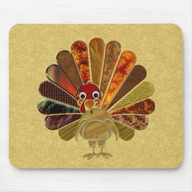Colorful Happy Thanksgiving Turkey Mouse Mat (Front)