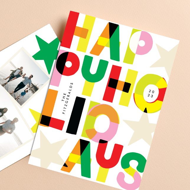 CoLoRfUL HaPpYHoliDaYs Christmas Photo Fun Holiday Card (Creator Uploaded)