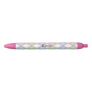 Colorful Harlequin Diamond Check Personalized Black Ink Pen