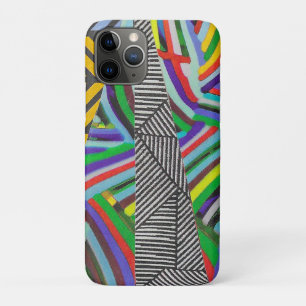 colorful hatches and herringbone collage  iPhone 11 pro case