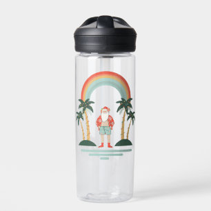 Colorful Hawaiian Santa Christmas Water Bottle