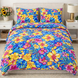 Colorful Hawaiian Tropical Floral Palm Pillowcase