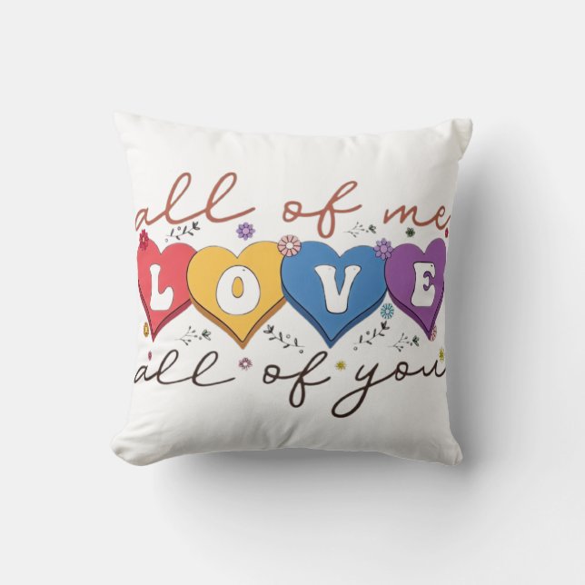 Colorful Heart Love Quote Cushion (Front)