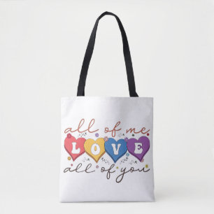 Colorful Heart Love Quote Tote Bag