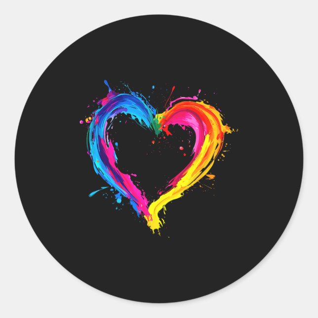 Colorful Heart Love Valentines Day  Classic Round Sticker (Front)