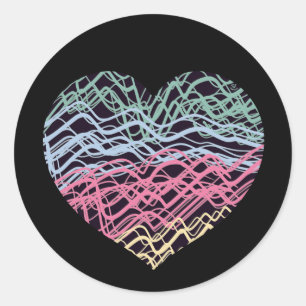Colorful Heart Motif Classic Round Sticker
