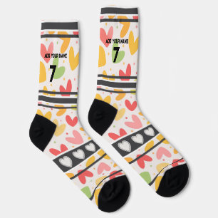Colorful heart- Name Number Socks