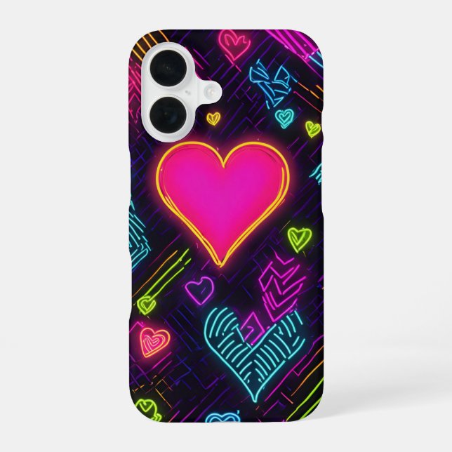 Colorful Heart Pattern iPhone 16 Case (Back)