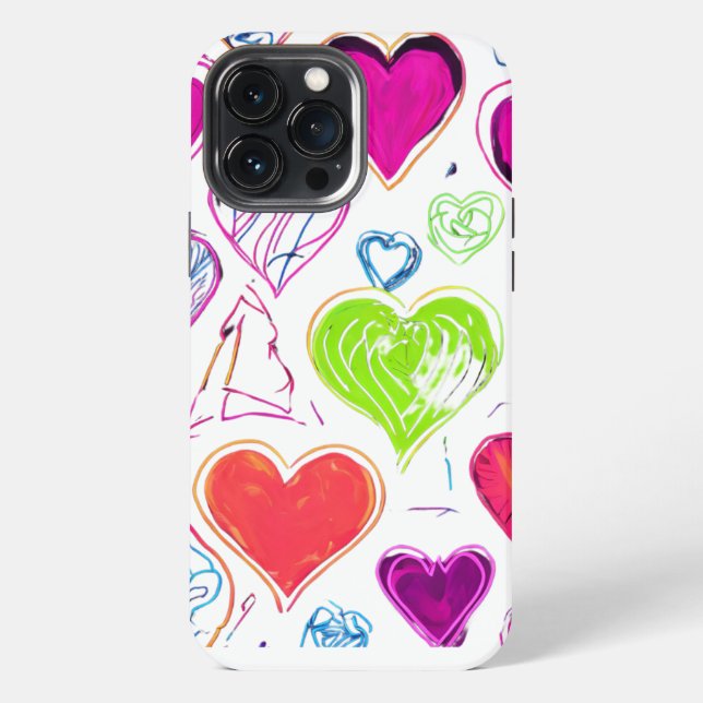 Colorful Heart Pattern iPhone Case (Back)