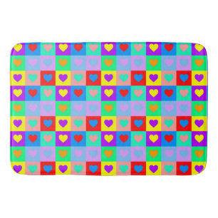Colorful Heart Pattern Pop Art  Bath Mat