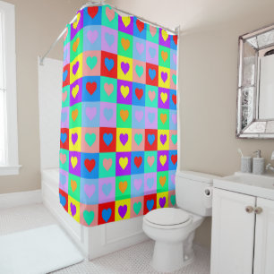 Colorful Heart Pattern Pop Art  Shower Curtain