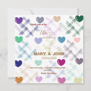 Colorful Heart Pattern Wedding Invitation   Modern