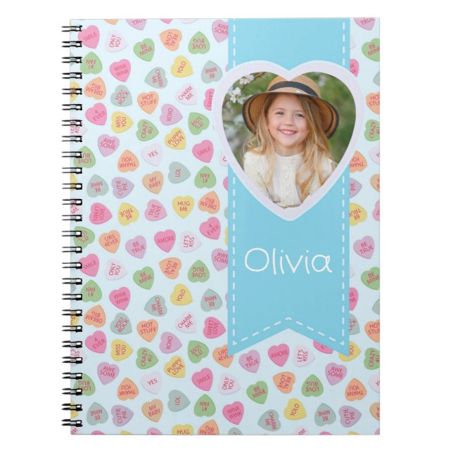 Colorful Heart Photo Valentine Spiral Notebook  (Front)