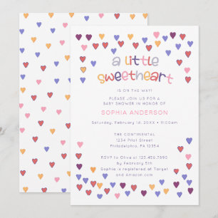 Colorful Hearts A Little Sweetheart Baby Shower Invitation