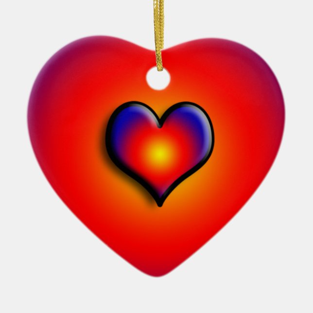COLORFUL HEARTS CERAMIC TREE DECORATION (Front)
