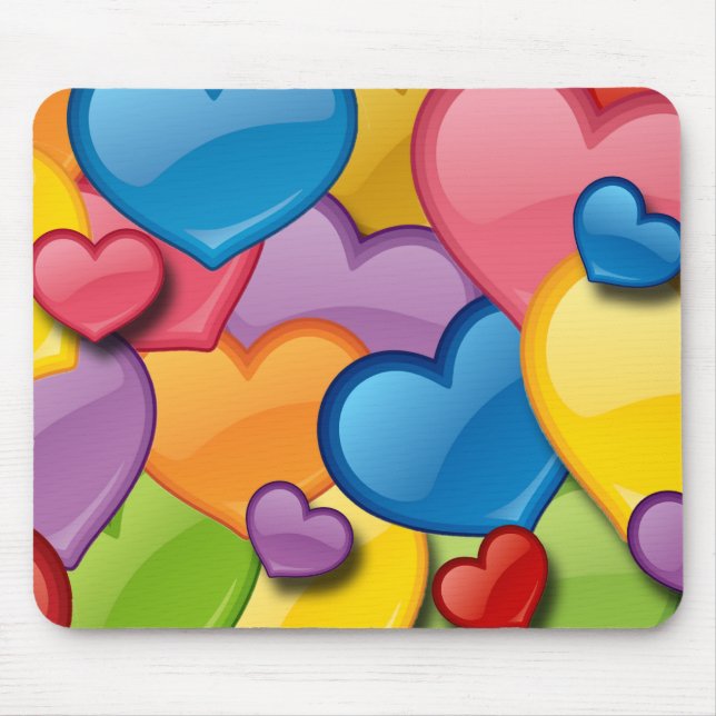 COLORFUL HEARTS COLLAGE MOUSE MAT (Front)