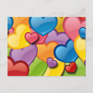 COLORFUL HEARTS COLLAGE POSTCARD