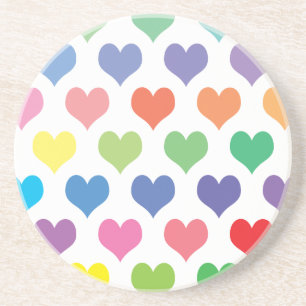 Colorful hearts design coaster