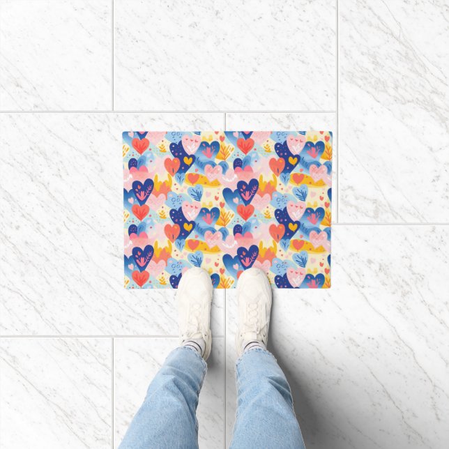 Colorful Hearts Doormat (Indoor)
