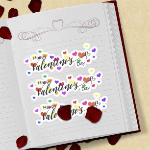 Colorful Hearts Happy Valentine's Day Typography