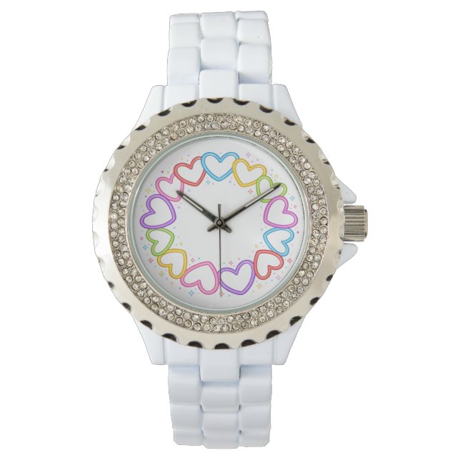 Colorful hearts linked together -Hearts Watch (Front)