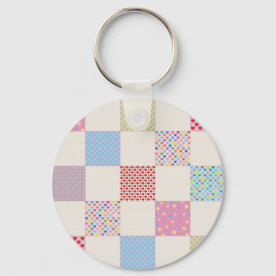 Colorful hearts quilt pattern key ring
