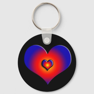 COLORFUL HEARTS, red blue black Key Ring