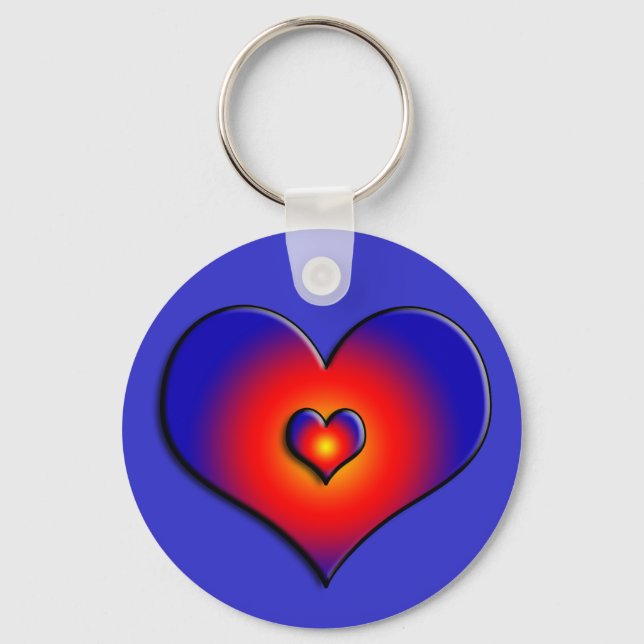 COLORFUL HEARTS, red blue Key Ring (Front)