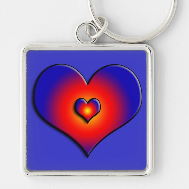 COLORFUL HEARTS, red blue Key Ring (Front)