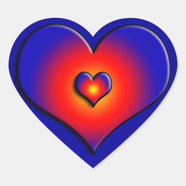 COLORFUL HEARTS, red blue orange Heart Sticker (Front)