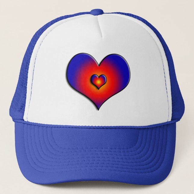 COLORFUL HEARTS, red blue Trucker Hat (Front)