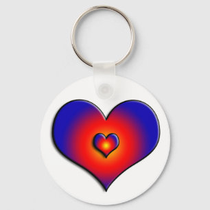COLORFUL HEARTS, red blue white Key Ring