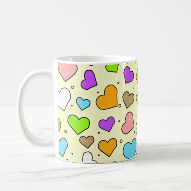 Colorful Hearts Seamless Pattern   Coffee Mug (Left)