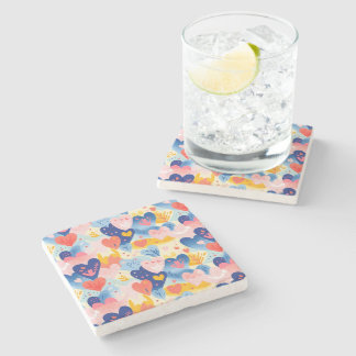 Colorful Hearts Stone Coaster