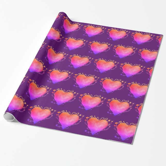 Colorful Hearts Valentine  Wrapping Paper (Unrolled)