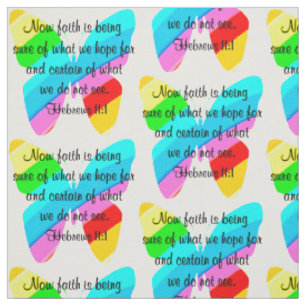 COLORFUL HEBREWS 11:1 BUTTERFLY DESIGN FABRIC