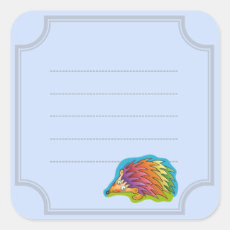 Colorful hedgehog square sticker