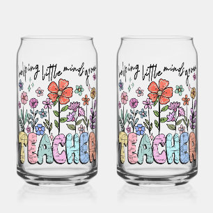 Colorful "Helping Little Minds Grow" Can Glass