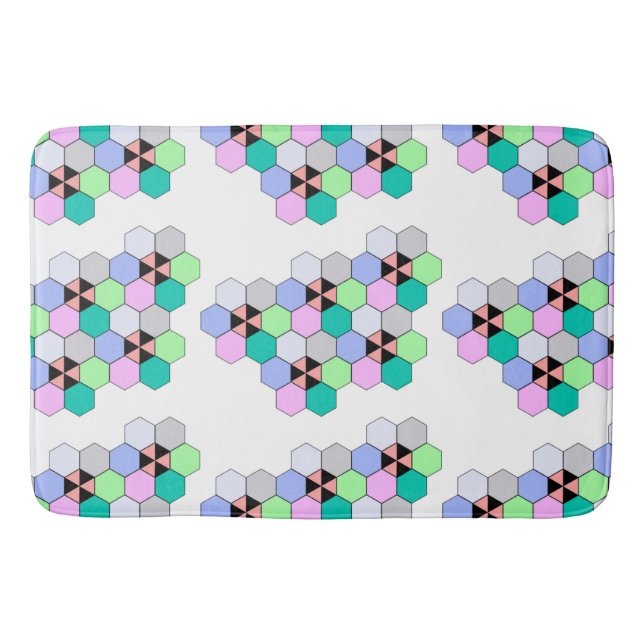COLORFUL HEXAGON SHAPES BATH MAT (Front)