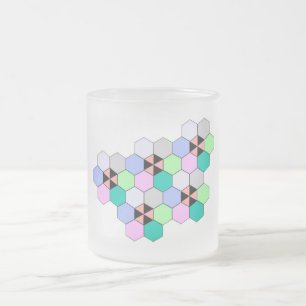 COLORFUL HEXAGON SHAPES FROSTED GLASS COFFEE MUG